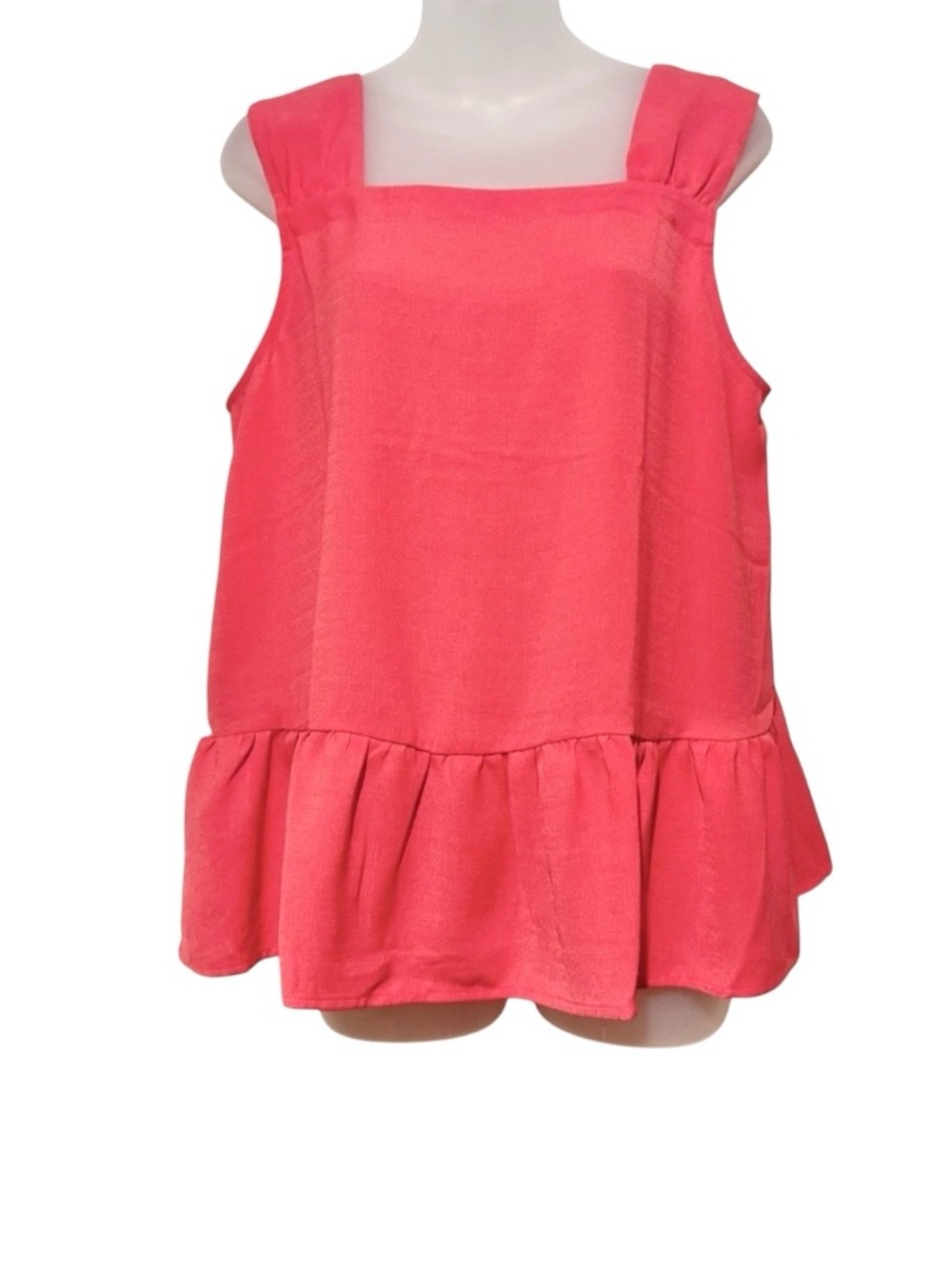 NWT LOFT Coral Pink Boxy Ruffled or Peplum Tank Top